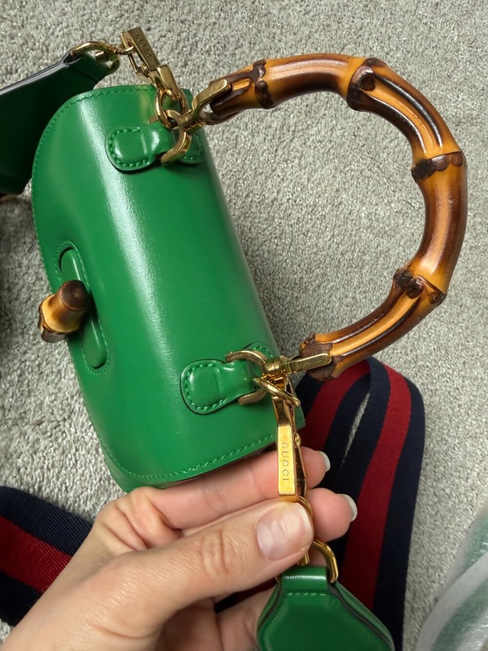 Gucci Bamboo 1947 bag-mini, green - Picture 6 of 11